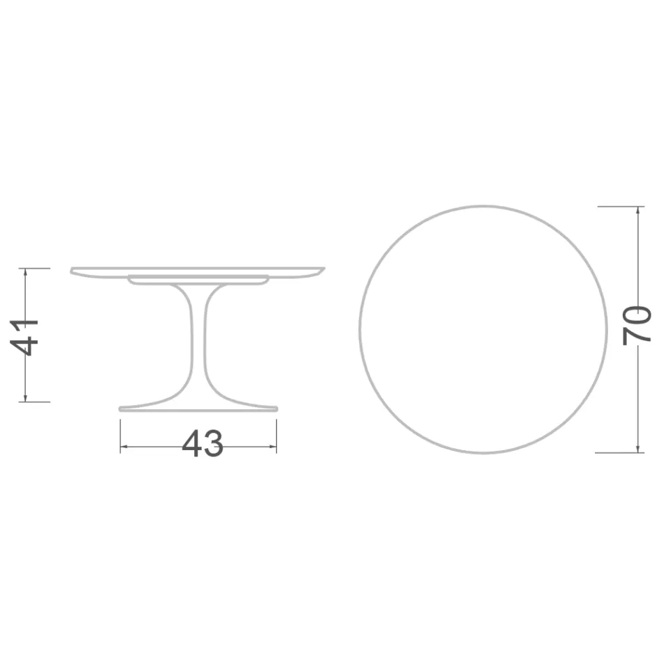 Tavolino Tulip Eero Saarinen H 41 in Ceramica Noir Soft Made in Italy - Scarlet Viadurini