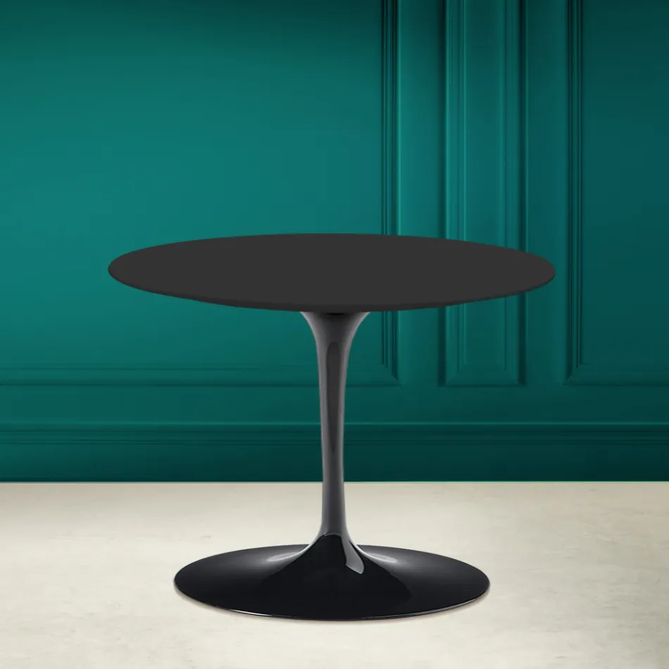 Tavolino Tulip Eero Saarinen H 41 in Ceramica Noir Soft Made in Italy - Scarlet Viadurini