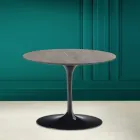 Tavolino Tulip Eero Saarinen H 41 in Ceramica Pietra Grey Made in Italy - Scarlet Viadurini