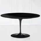 Tavolino Tulip Eero Saarinen H 41 Ovale con Piano in Laminato Liquido Nero - Scarlet Viadurini