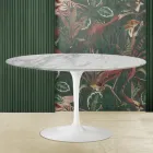 Tavolino Tulip Eero Saarinen H 41 Ovale con Piano in Marmo Arabescato Made in Italy - Scarlet Viadurini