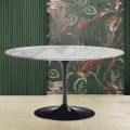 Tavolino Tulip Eero Saarinen H 41 Ovale con Piano in Marmo Arabescato Made in Italy - Scarlet