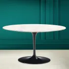 Tavolino Tulip Eero Saarinen H 41 Ovale in Ceramica Diamond Cream Made in Italy - Scarlet Viadurini