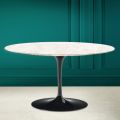 Tavolino Tulip Eero Saarinen H 41 Ovale in Ceramica Diamond Cream Made in Italy - Scarlet