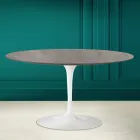 Tavolino Tulip Eero Saarinen H 41 Ovale in Ceramica Pietra Grey Made in Italy - Scarlet Viadurini