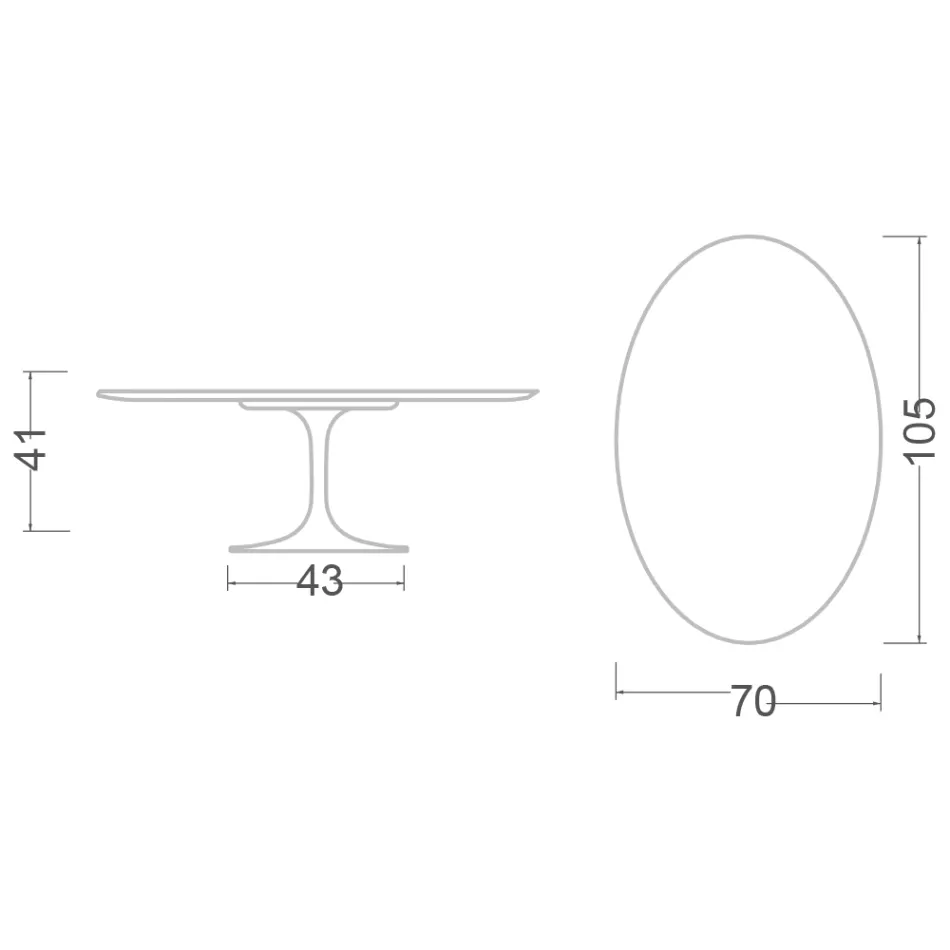Tavolino Tulip Eero Saarinen H 41 Ovale in Marmo Emperador Dark Made in Italia Viadurini