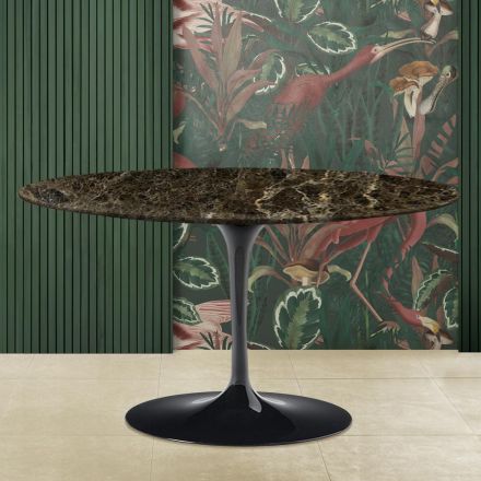 Tavolino Tulip Eero Saarinen H 41 Ovale in Marmo Emperador Dark Made in Italia Viadurini
