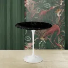 Tavolino Tulip Eero Saarinen H 52 in Marmo Nero Marquinia Made in Italy - Scarlet Viadurini