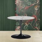 Tavolino Tulip Saarinen H 39 con Piano Ovale in Marmo arabescato Made in Italy - Scarlet Viadurini