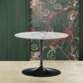 Tavolino Tulip Saarinen H 39 con Piano Ovale in Marmo arabescato Made in Italy - Scarlet