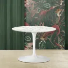 Tavolino Tulip Saarinen H 39 Ovale con Piano in Marmo di Carrara Made in Italy - Scarlet Viadurini