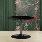 Tavolino Tulip Saarinen H 39 Ovale in Marmo Nero MArquinia Realizzato in Italia Viadurini