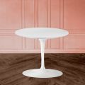 Tavolino Tulip Saarinen H 41 con Piano in Laminato Liquido Bianco Made in Italy - Scarlet