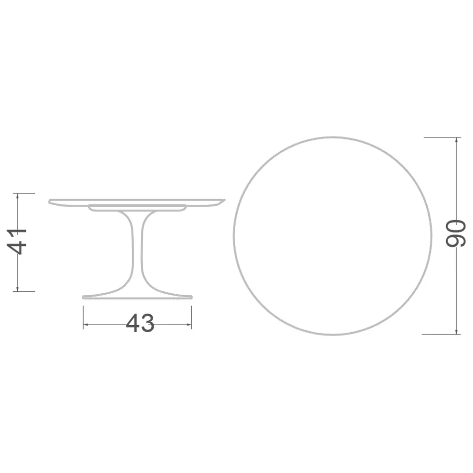 Tavolino Tulip Saarinen H 41 con Piano in Laminato Liquido Nero Made in Italy - Scarlet Viadurini