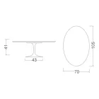 Tavolino Tulip Saarinen H 41 con Piano Ovale in Laminato Liquido Bianco Made in Italy - Scarlet Viadurini