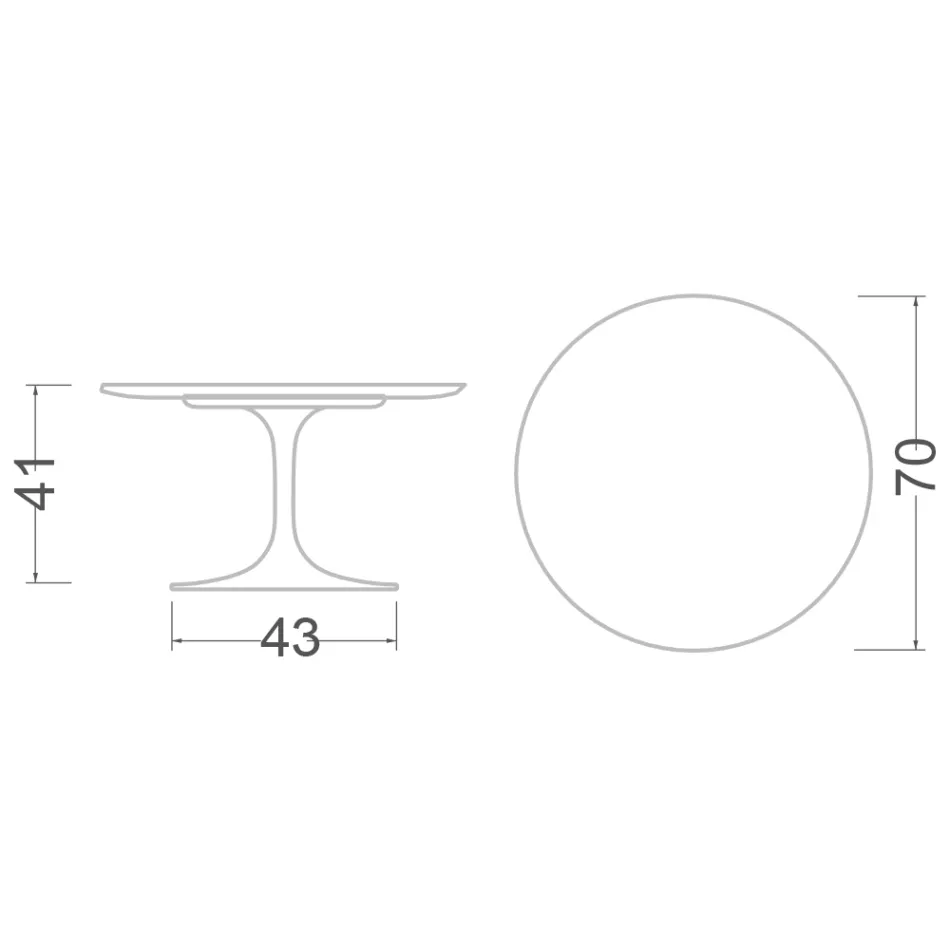 Tavolino Tulip Saarinen H 41 con Piano Rotondo in Marmo Caracatta Oro Viadurini