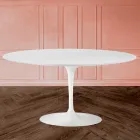 Tavolino Tulip Saarinen H 41 in Laminato Liquido Ovale Bianco Made in Italy - Scarlet Viadurini