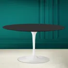 Tavolino Tulip Saarinen H 41 Ovale con Piano in Ceramica Nero Soft Made in Italy - Scarlet Viadurini