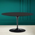 Tavolino Tulip Saarinen H 41 Ovale con Piano in Ceramica Nero Soft Made in Italy - Scarlet