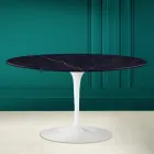 Tavolino Tulip Saarinen H 41 Ovale con Piano in Ceramica Noir Laurent Viadurini