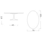Tavolino Tulip Saarinen H 41 Ovale con Piano in Ceramica Statuario Full Vein Viadurini