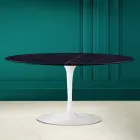 Tavolino Tulip Saarinen H 41 Ovale in Ceramica Noir Laurent Made in Italy - Scarlet Viadurini