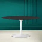 Tavolino Tulip Saarinen H 41 Ovale in Ceramica Noir Soft Made in Italy - Scarlet Viadurini