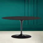 Tavolino Tulip Saarinen H 41 Ovale in Ceramica Noir Soft Made in Italy - Scarlet Viadurini