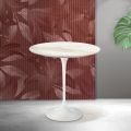 Tavolino Tulip Saarinen H 52 cm in Ceramica Florim Calacatta Gold Opaco - Scarlet