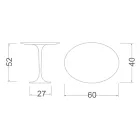 Tavolino Tulip Saarinen H 52 con Piano Ovale in Laminato Liquido Bianco Made in Italy - Scarlet Viadurini