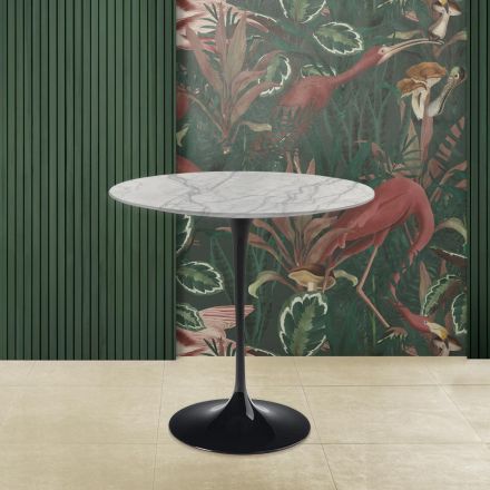 Tavolino Tulip Saarinen H 52 Ovale in Marmo di Carrara Statuarietto Made in Italy - Scarlet Viadurini
