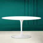 Tavolino Tulip Saarinen Ovale H 41 in Bianco Assoluto Made in Italy - Scarlet Viadurini