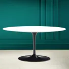 Tavolino Tulip Saarinen Ovale H 41 in Bianco Assoluto Made in Italy - Scarlet Viadurini