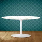 Tavolino Tulip Saarinen Ovale H 41 in Ceramica Entzo Made in Italy - Scarlet Viadurini