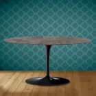 Tavolino Tulip Saarinen Ovale H 41 in Ceramica Kira Made in Italy - Scarlet Viadurini