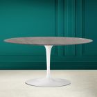 Tavolino Tulip Saarinen Ovale H 41 in Ceramica Pietra Grey Made in Italy - Scarlet Viadurini