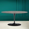 Tavolino Tulip Saarinen Ovale H 41 in Ceramica Pietra Grey Made in Italy - Scarlet