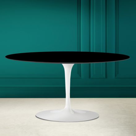 Tavolino Tulip Saarinen Ovale H 41 in Nero Assoluto Made in Italy - Scarlet Viadurini