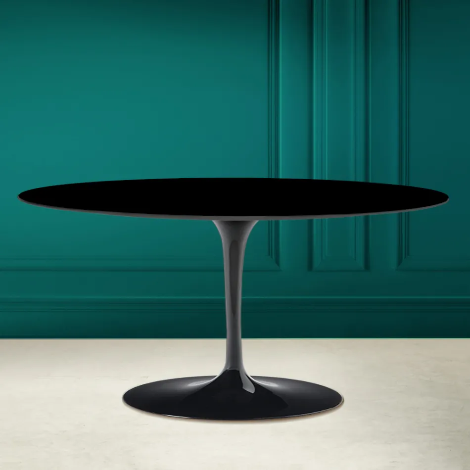 Tavolino Tulip Saarinen Ovale H 41 in Nero Assoluto Made in Italy - Scarlet Viadurini