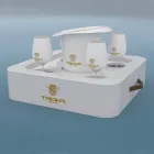 Tavolino – vassoio galleggiante di design in ecopelle nautica Trona Viadurini