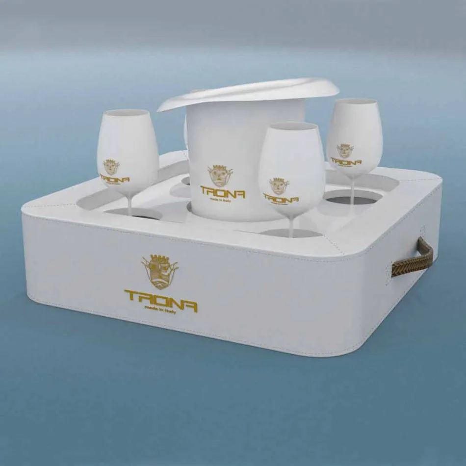 Tavolino – vassoio galleggiante di design in ecopelle nautica Trona Viadurini