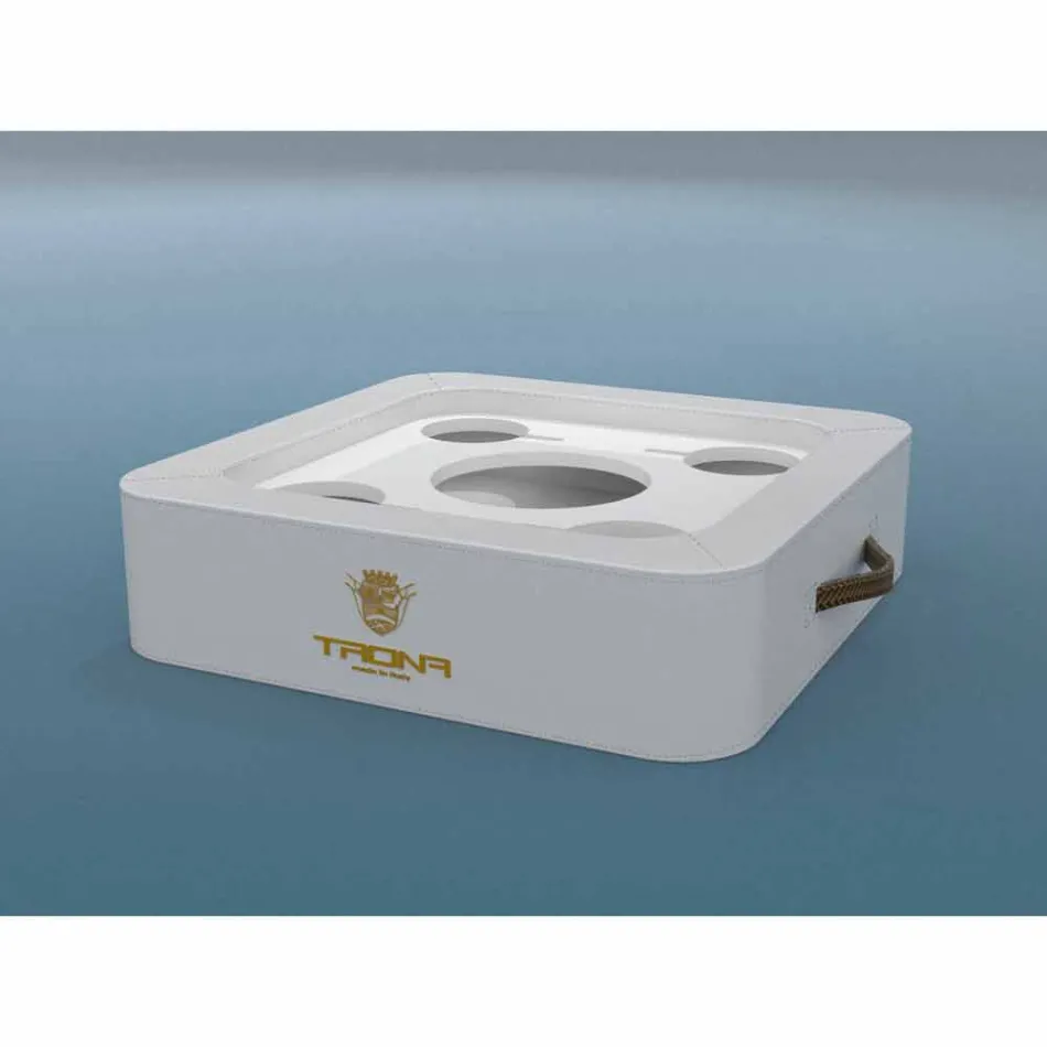Tavolino – vassoio galleggiante di design in ecopelle nautica Trona Viadurini