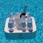 Tavolino – vassoio galleggiante in ecopelle nautica e plexiglass Trona Viadurini