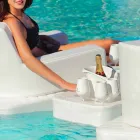 Tavolino – vassoio galleggiante in ecopelle nautica e plexiglass Trona Viadurini