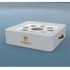 Tavolino – vassoio galleggiante in ecopelle nautica e plexiglass Trona Viadurini