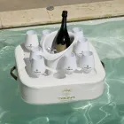 Tavolino – vassoio galleggiante in ecopelle nautica e plexiglass Trona Viadurini