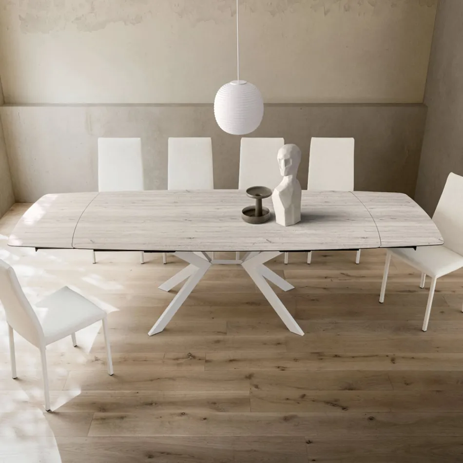 Tavolo a Botte Allungabile a 240 o 280 cm in HPL e Metallo - Presente Viadurini