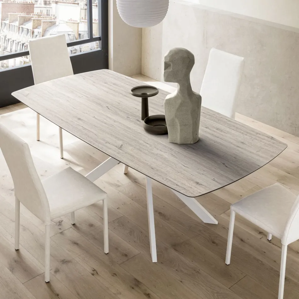 Tavolo a Botte Allungabile a 240 o 280 cm in HPL e Metallo - Presente Viadurini