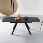 Tavolo Allungabile 140/210x90 cm in Pietra Sinterizzata Effetto Marmo - Atrio Viadurini