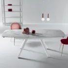 Tavolo Allungabile 140/210x90 cm in Pietra Sinterizzata Effetto Marmo - Atrio Viadurini